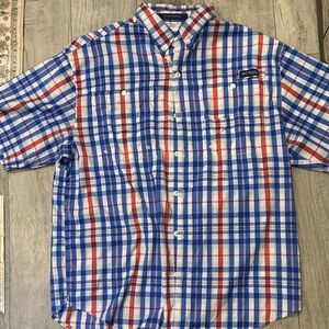 Columbia Men's Casual Blue and Red Checkered Shirt